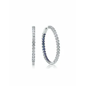 CRISLU Sapphire Bezel Inside Out Hoops Finished in Pure Platinum