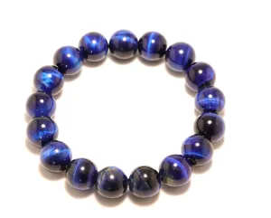 Dark blue tiger eye stone, stretch elastic bracelet, jewelry