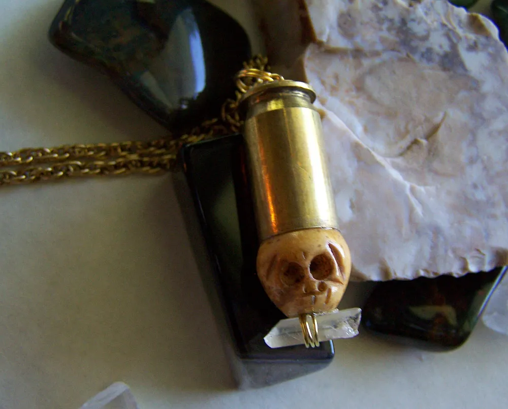 Day of the Dead Skull Bullet Jewelry Pendant