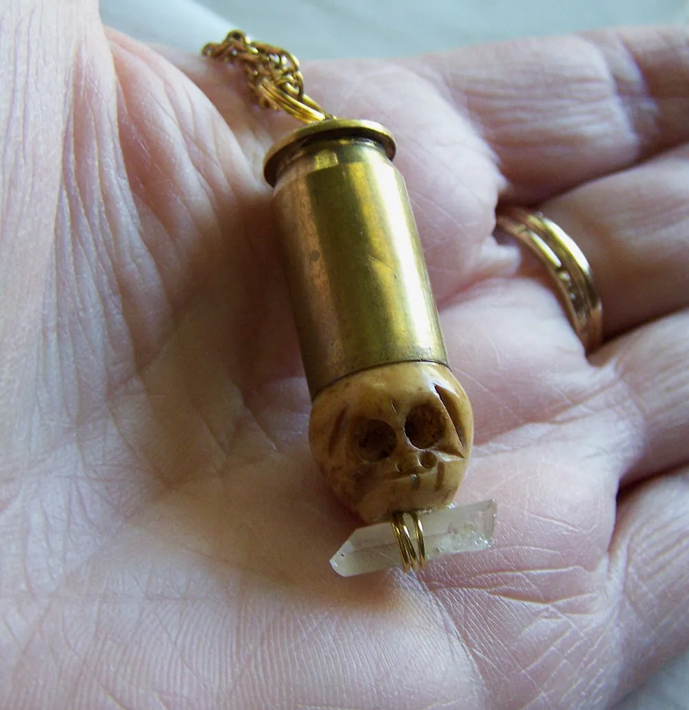 Day of the Dead Skull Bullet Jewelry Pendant