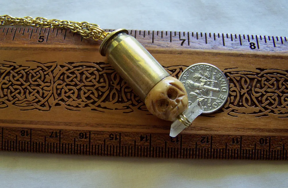 Day of the Dead Skull Bullet Jewelry Pendant