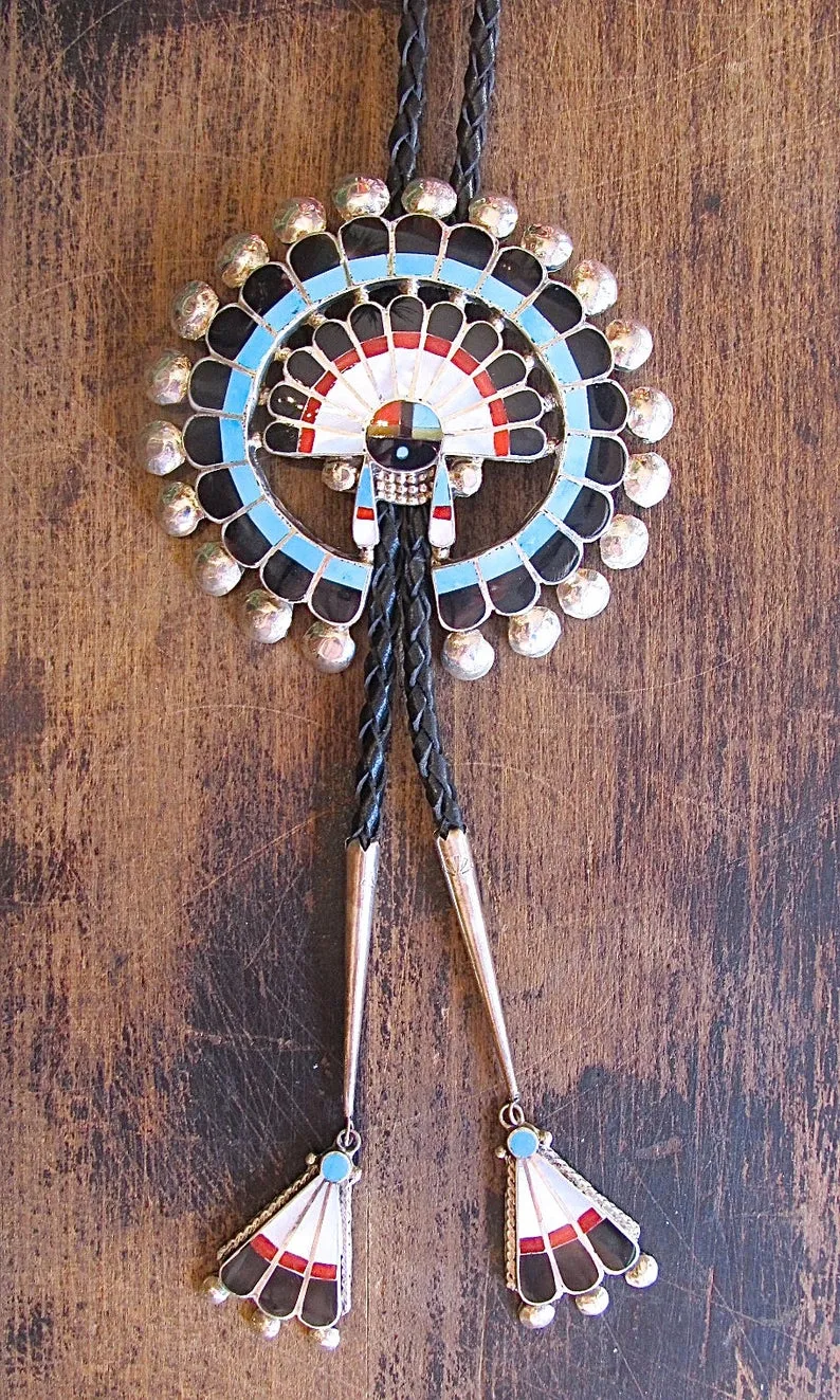 DELGER CELLICION Massive Zuni Sun Face Bolo Tie