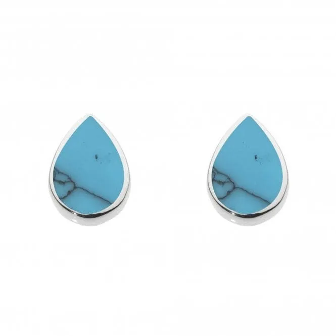 Dew Silver Pear Shape Synthetic Turquoise Stud Earrings 3061TQ024