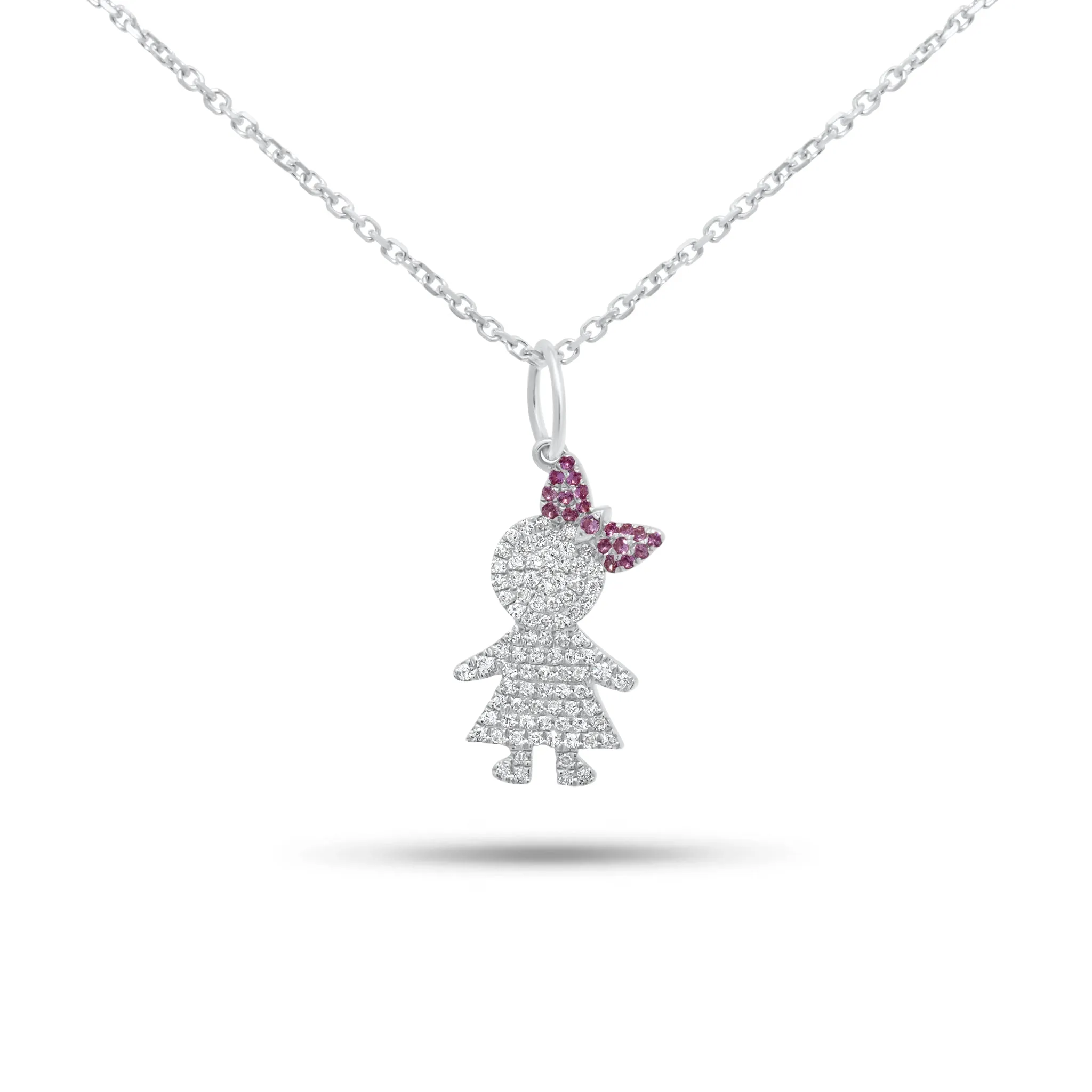 Diamond & Pink Sapphire Girl Pendant