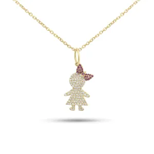 Diamond & Pink Sapphire Girl Pendant