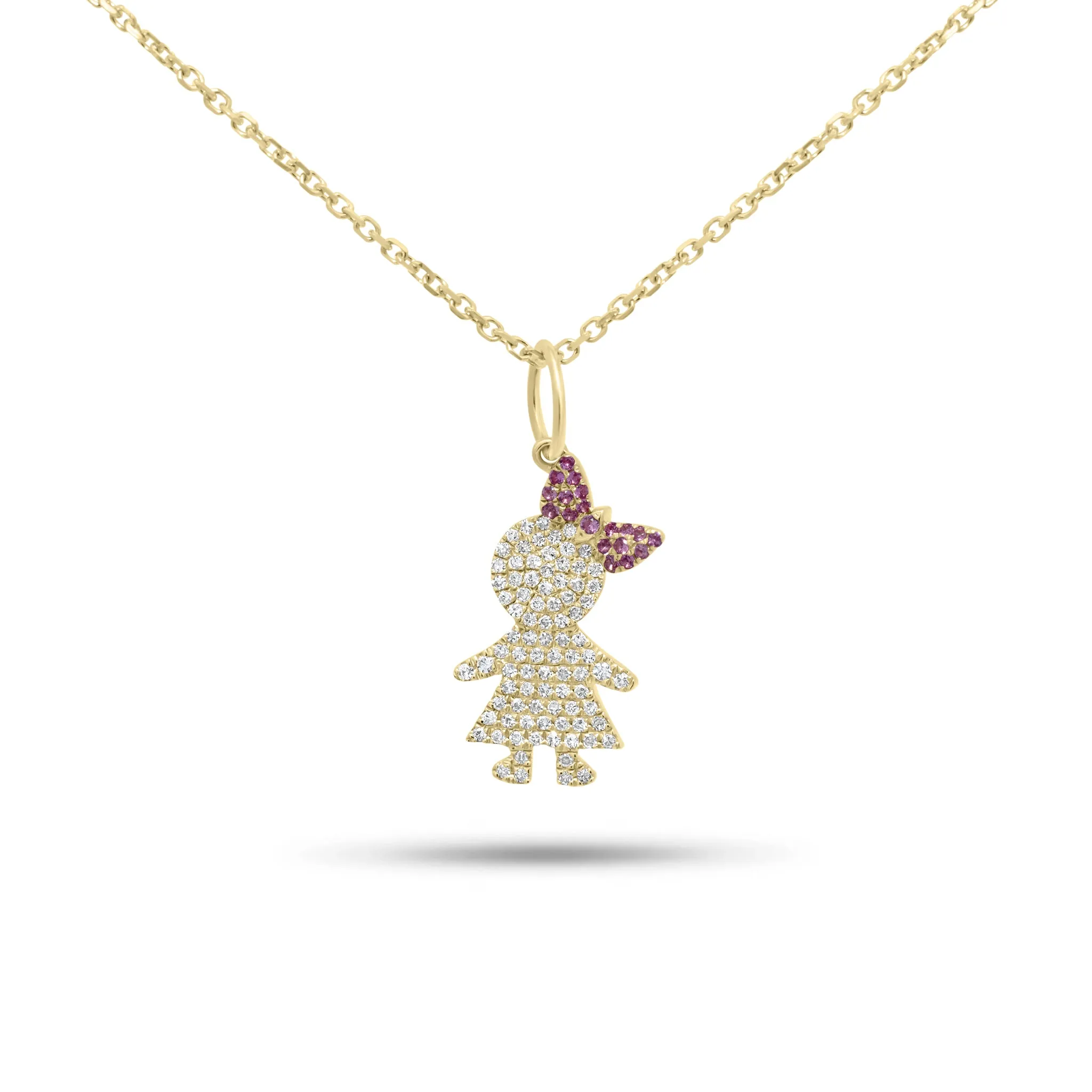 Diamond & Pink Sapphire Girl Pendant