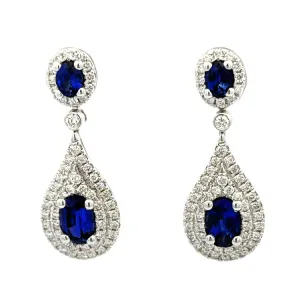 Diamond and Sapphire Earrings, 18Kt