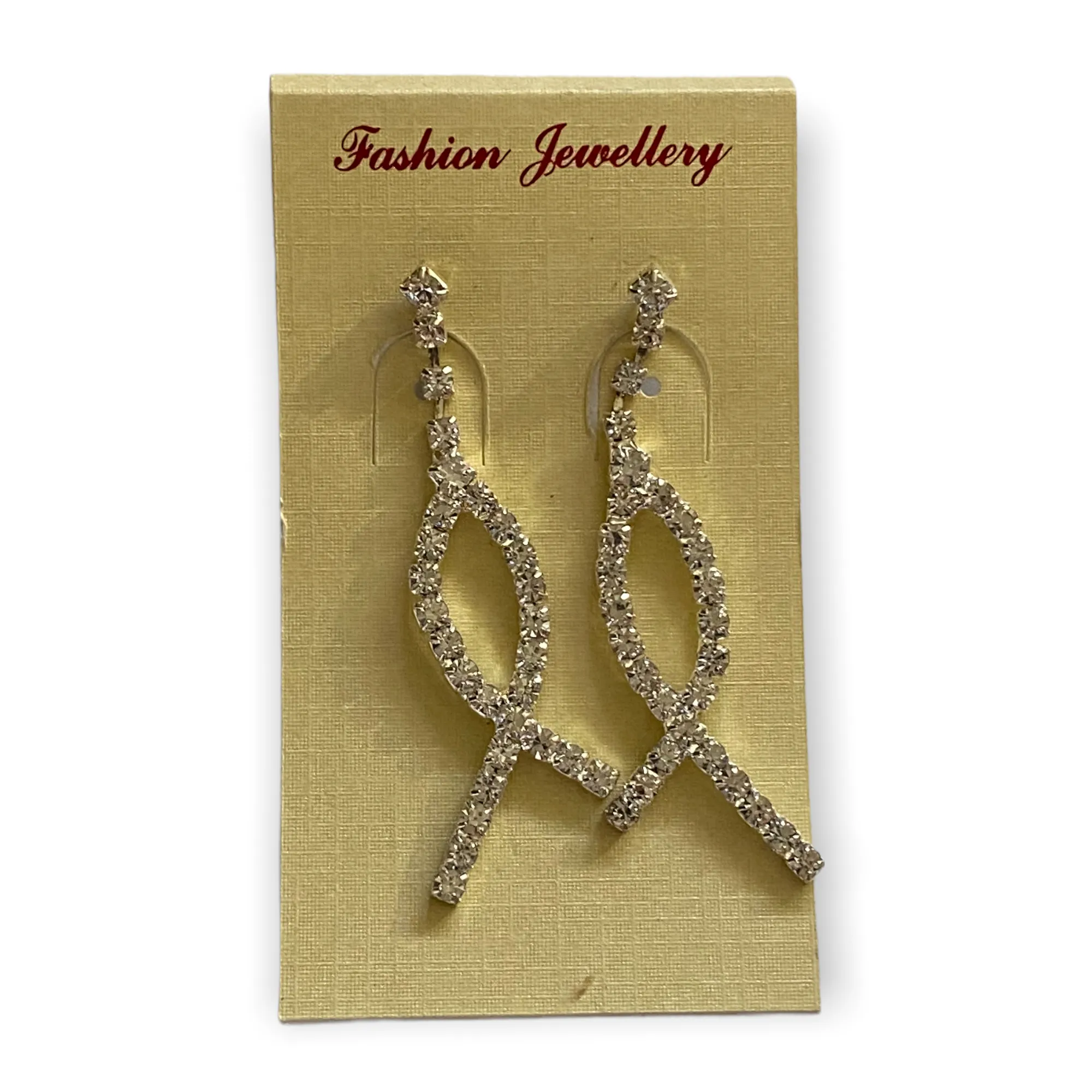 Diamond Bling Ribbon Drop Earrings