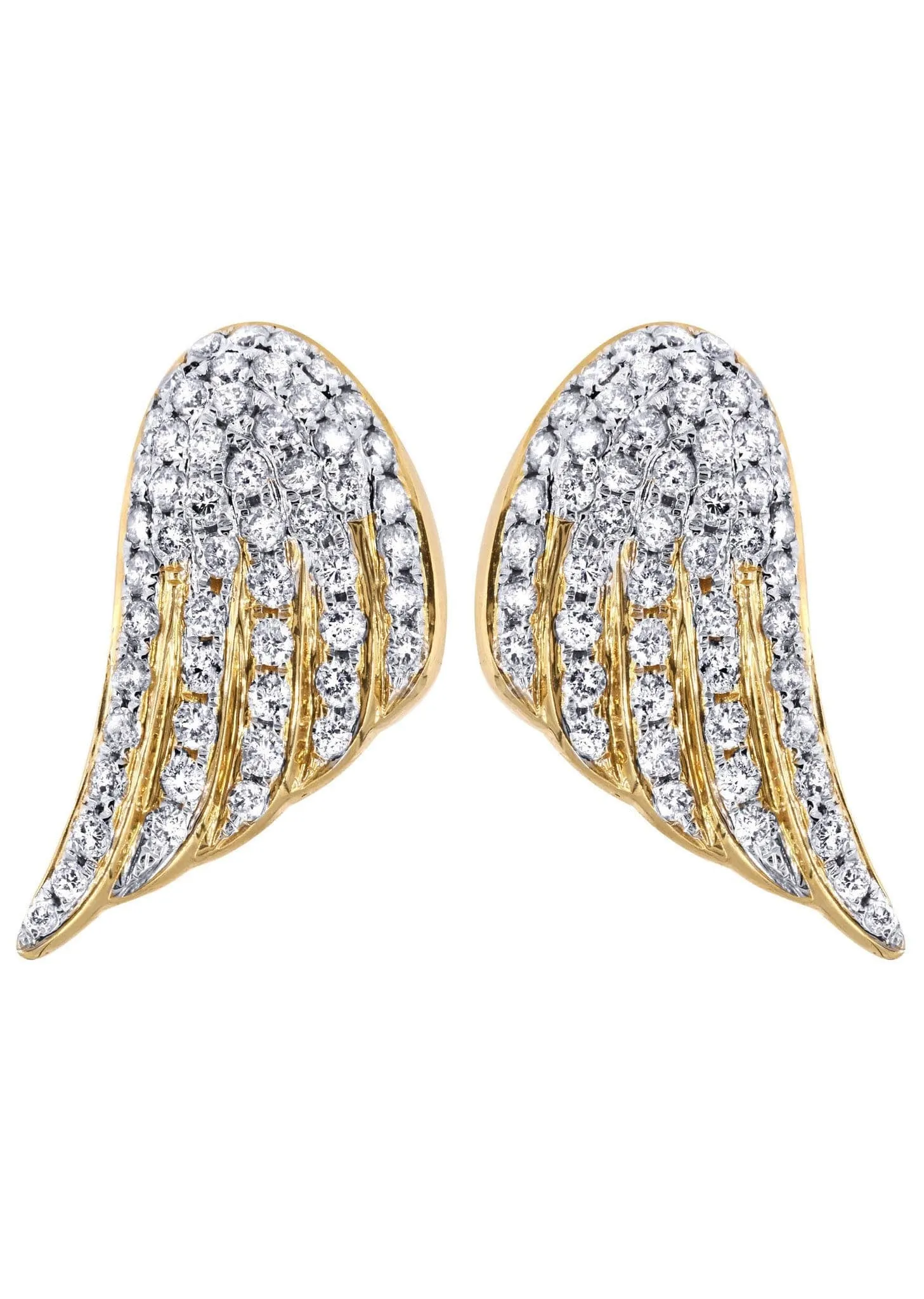 Diamond Earrings For Men |  14K Yellow Gold  | 1.56 Carats