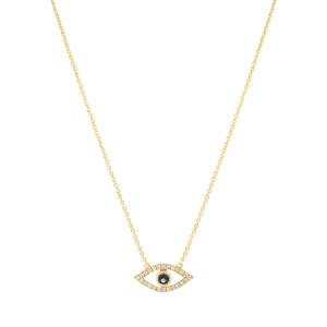 Diamond Evil Eye Necklace - 14K Yellow Gold