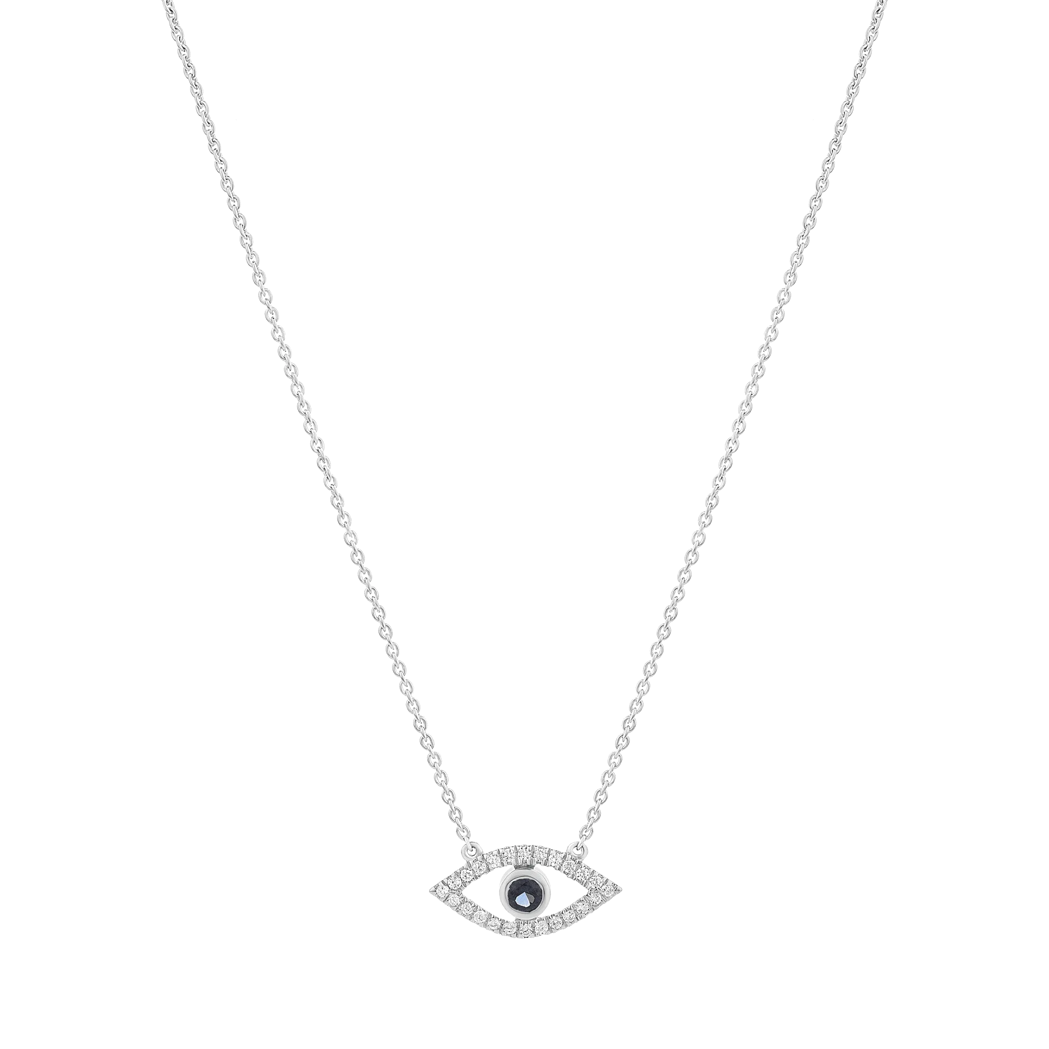 Diamond Evil Eye Necklace - 14K Yellow Gold