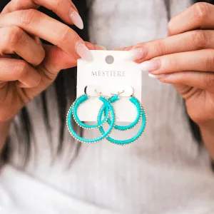 Double Hoop Wrapped Earrings - Teal