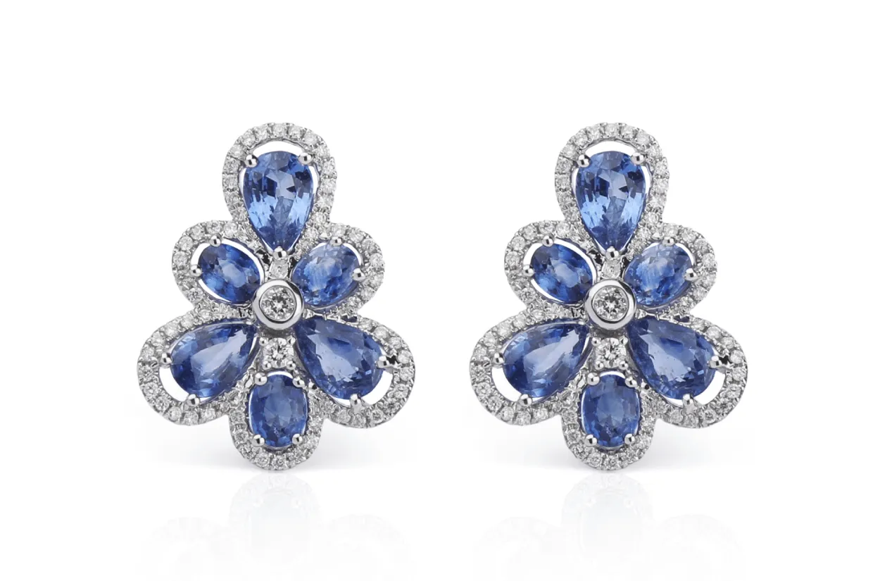 Earrings Pear Shape Natural Sapphire