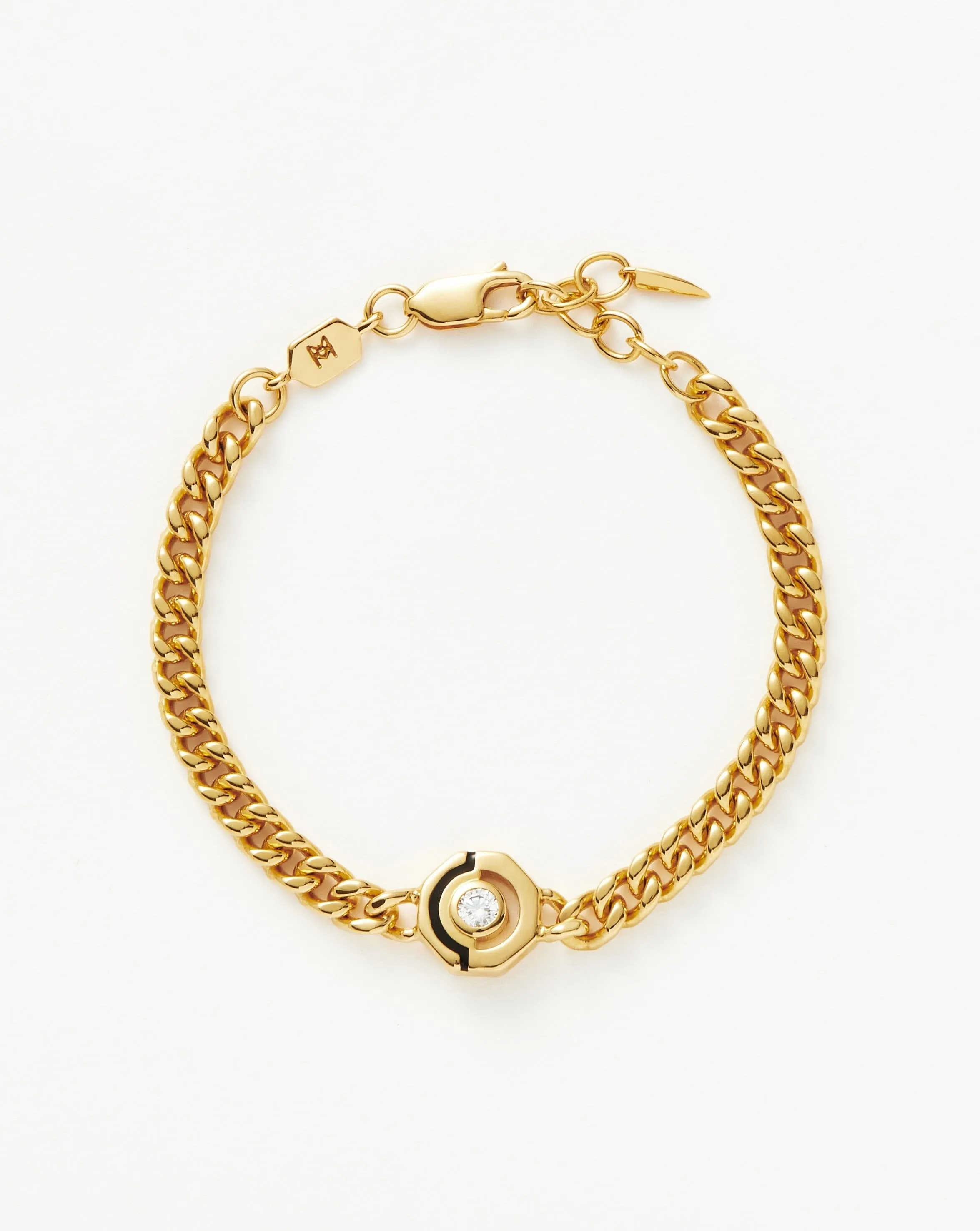 Enamel & Stone Byline Hex Charm Bracelet | 18k Gold Plated/Cubic Zirconia