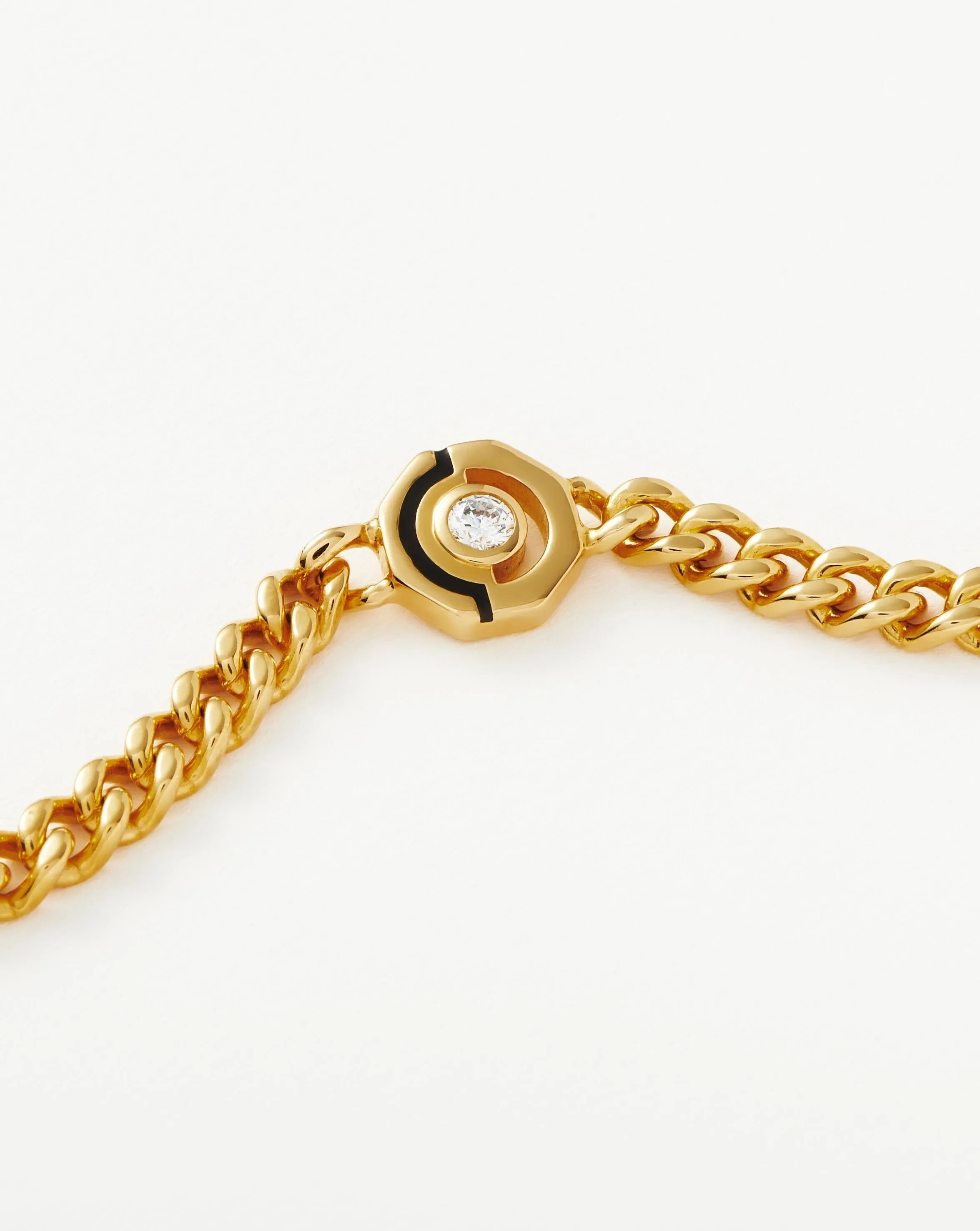 Enamel & Stone Byline Hex Charm Bracelet | 18k Gold Plated/Cubic Zirconia