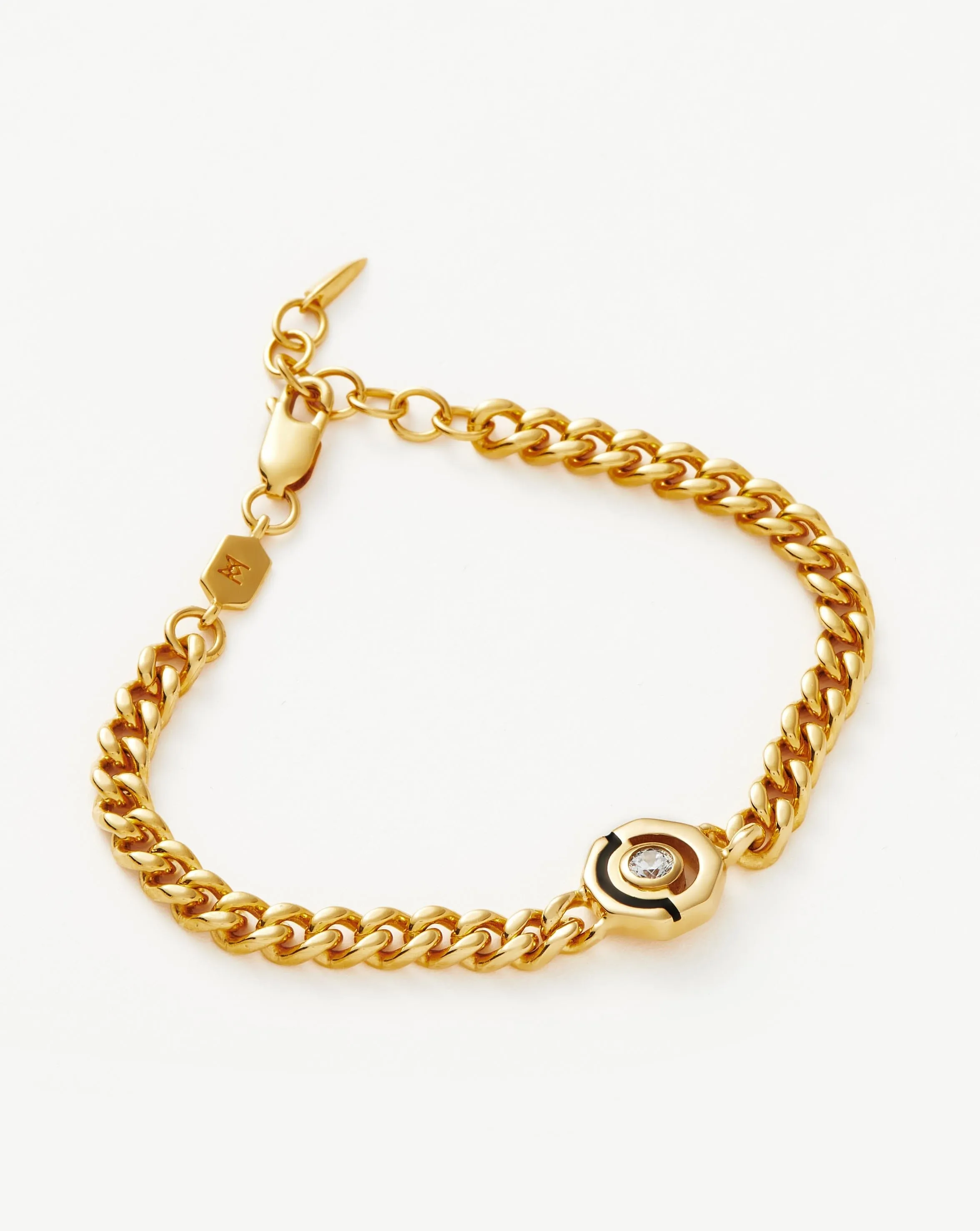 Enamel & Stone Byline Hex Charm Bracelet | 18k Gold Plated/Cubic Zirconia