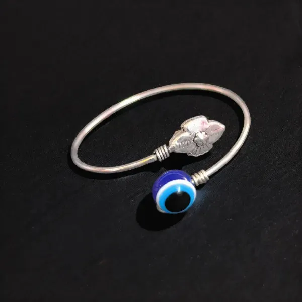 Evil Eye German Silver Kada Bracelet, Silver