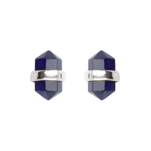 Faceted stone wrap blue sapphire earrings