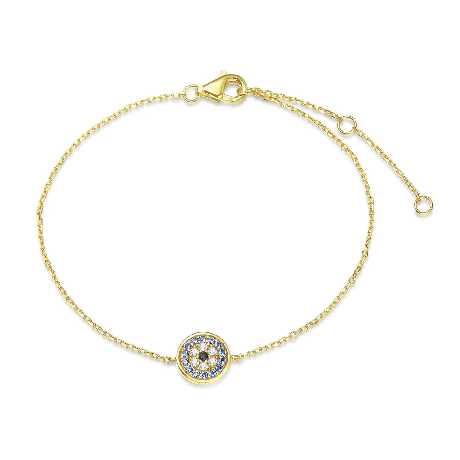 FANCIME Blue Evil Eye 14k Solid Yellow Gold Bracelet