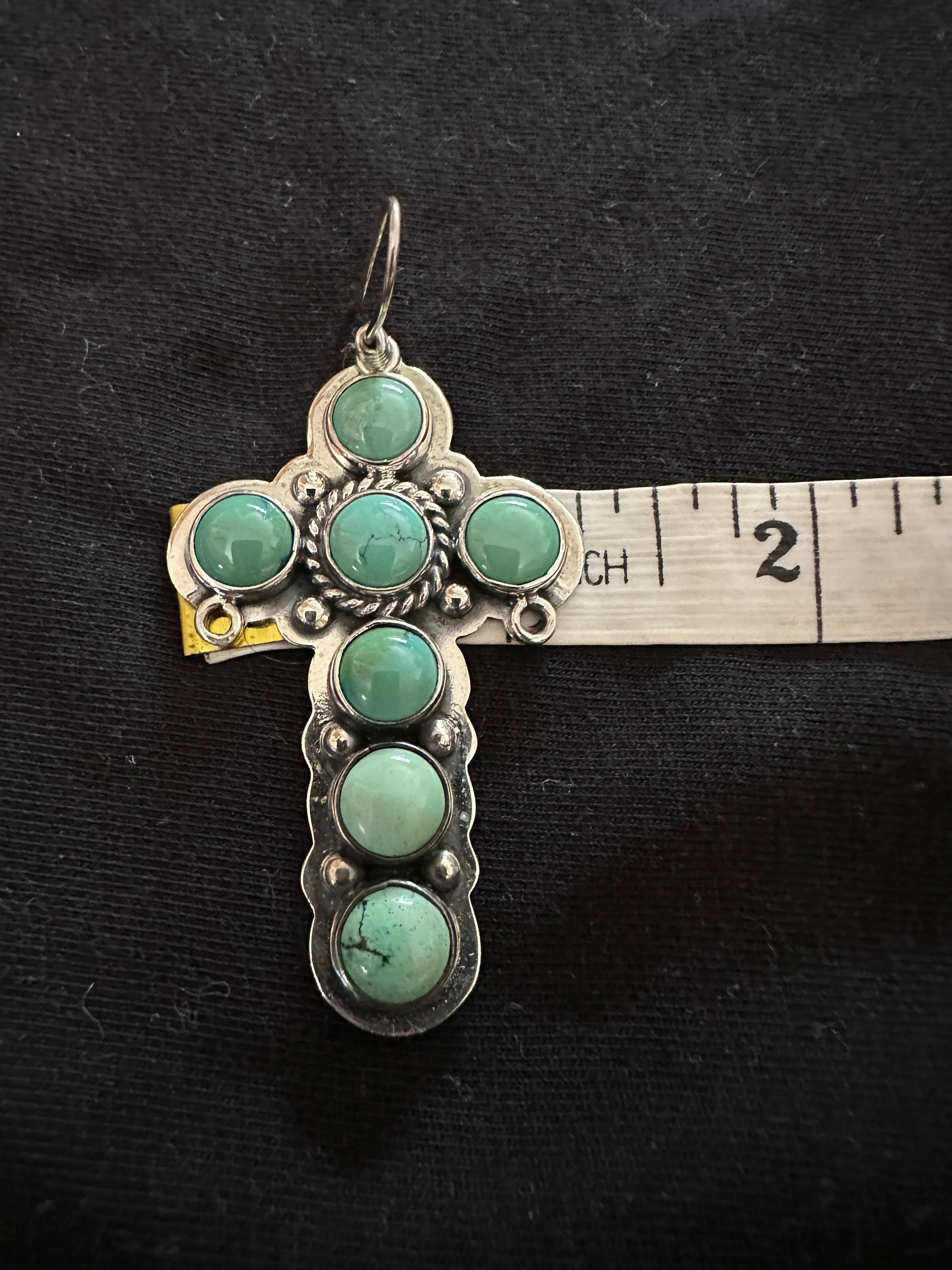 Federico Jimenez Earrings Silver & Turquoise Cross