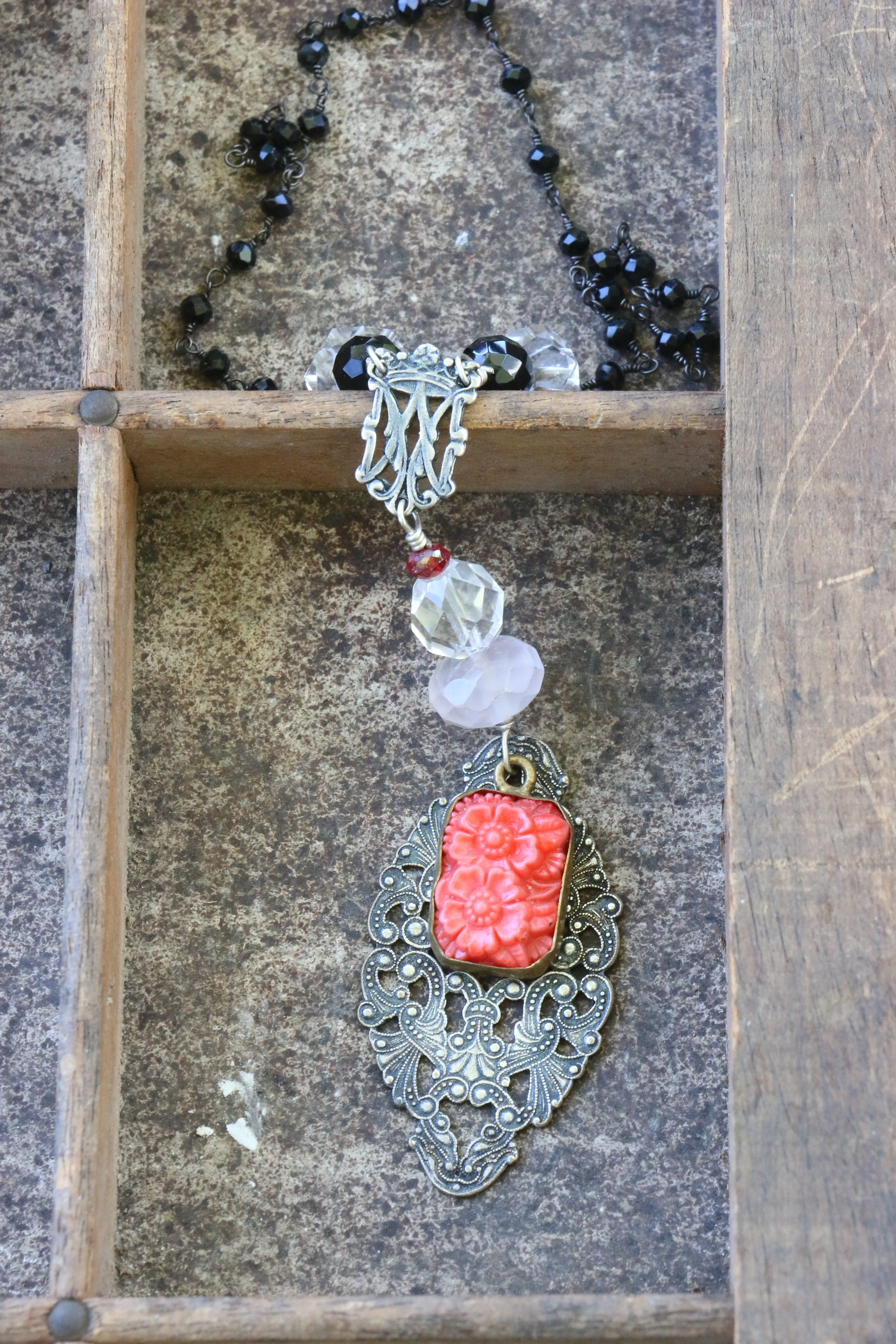 Floral Coral Goddess Necklace