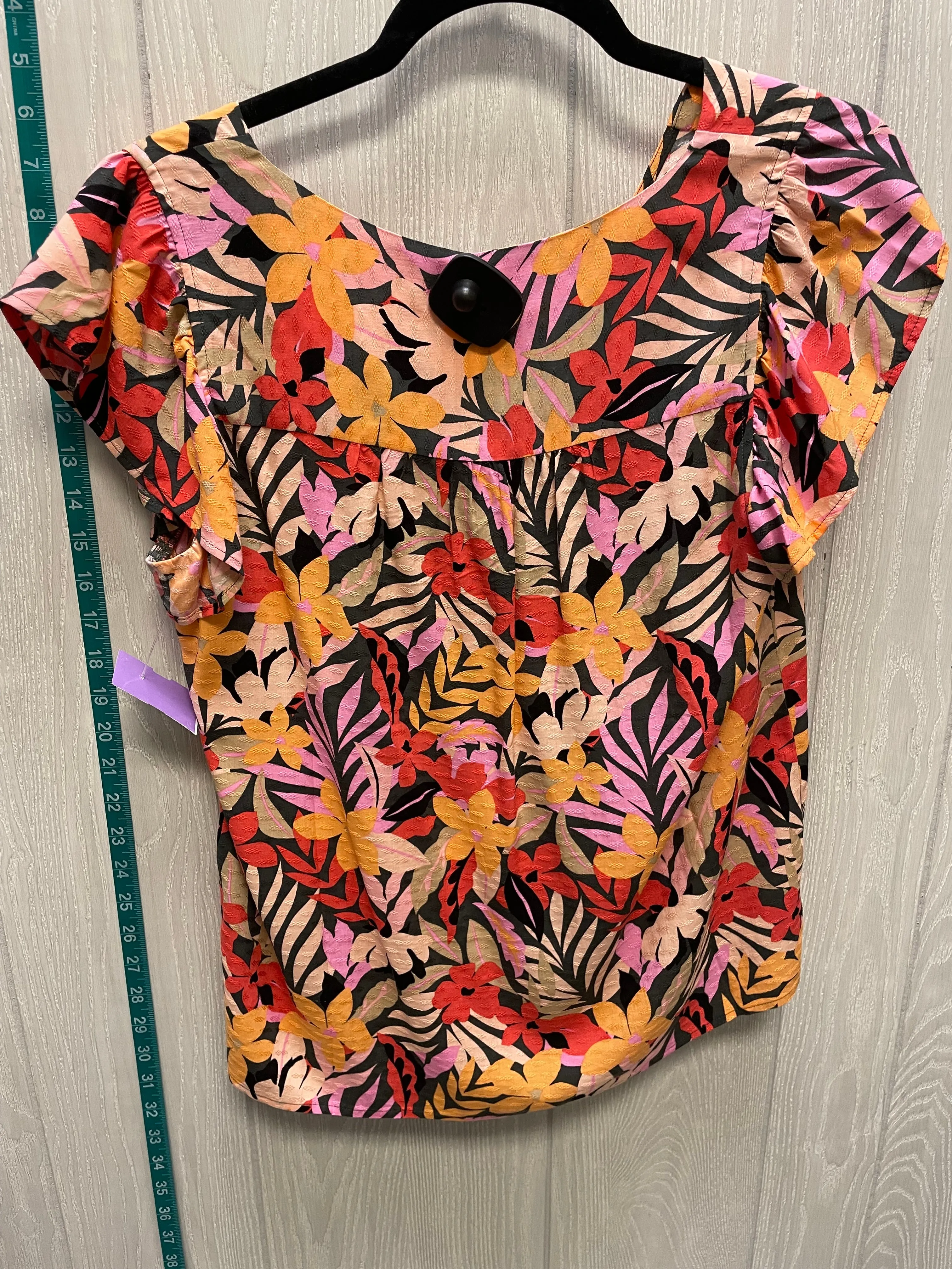 Floral Print Top Short Sleeve Loft, Size S