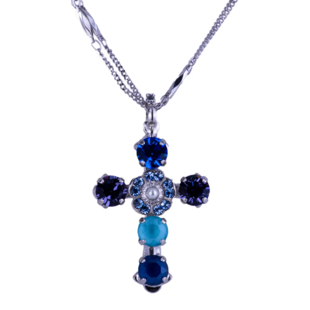 Flower Cross Pendant in "Electric Blue" *Custom*