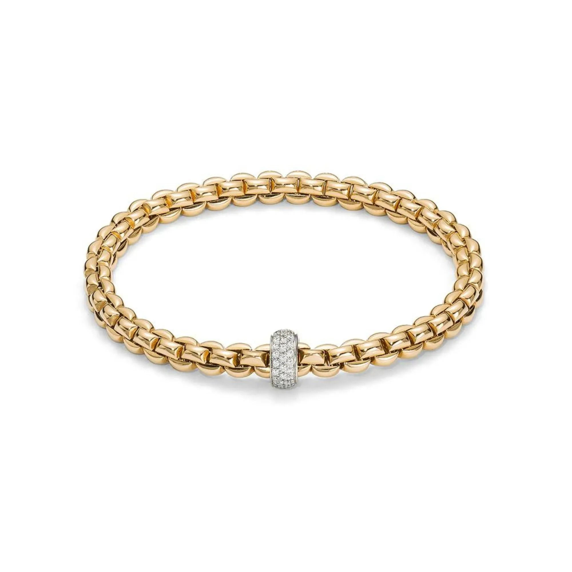 FOPE 18K YELLOW GOLD EKA COLLECTION BRACELET WITH DIAMONDS - SZ MED