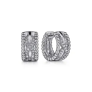 Gabriel & Co. White Sapphire Twisted Bujukan Huggie Earrings in Sterling Silver