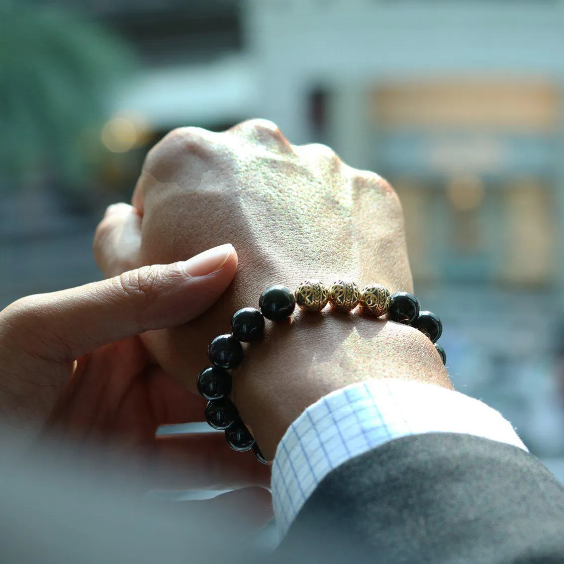 Gold Classic Obsidian Bracelet