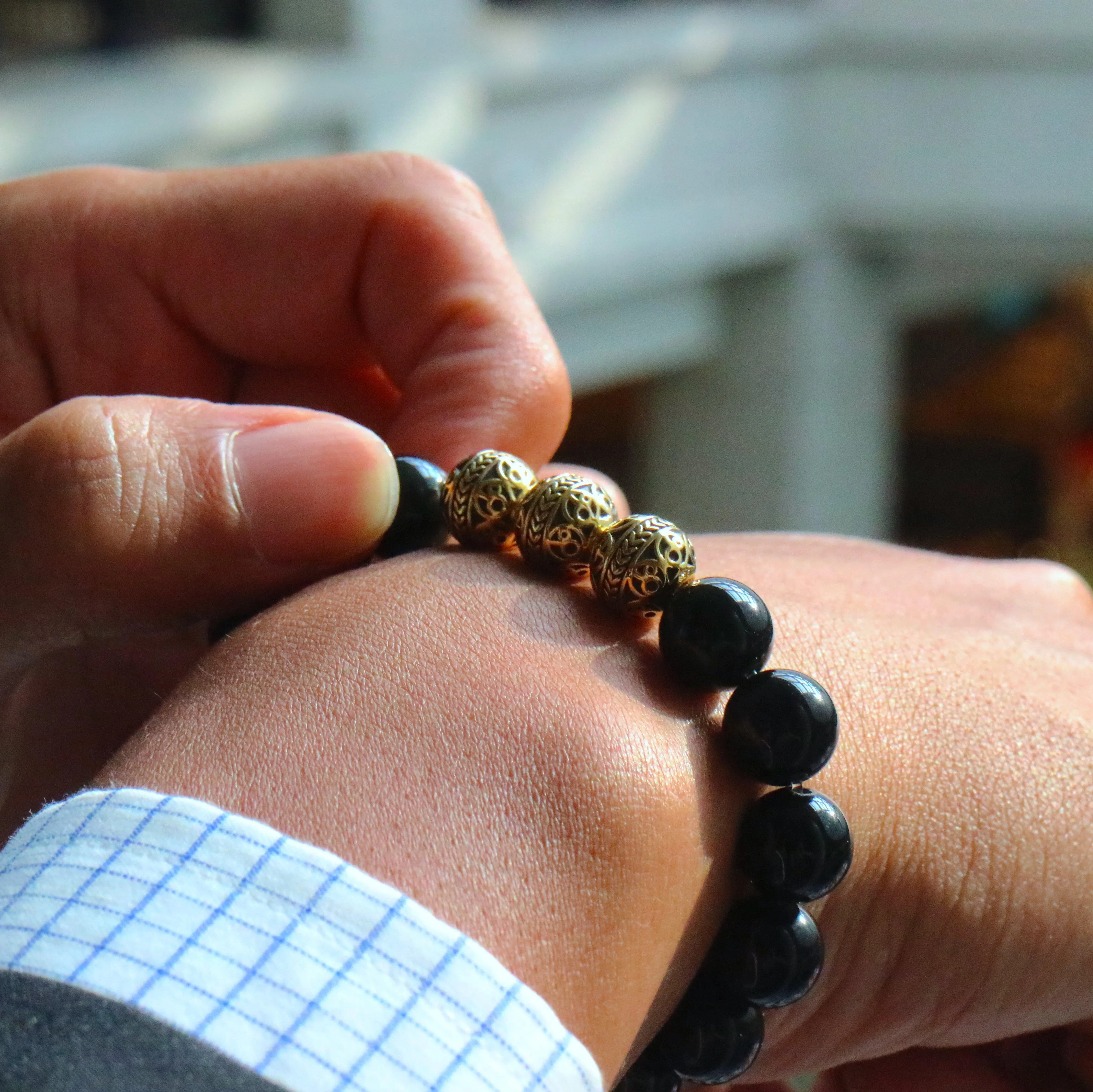 Gold Classic Obsidian Bracelet