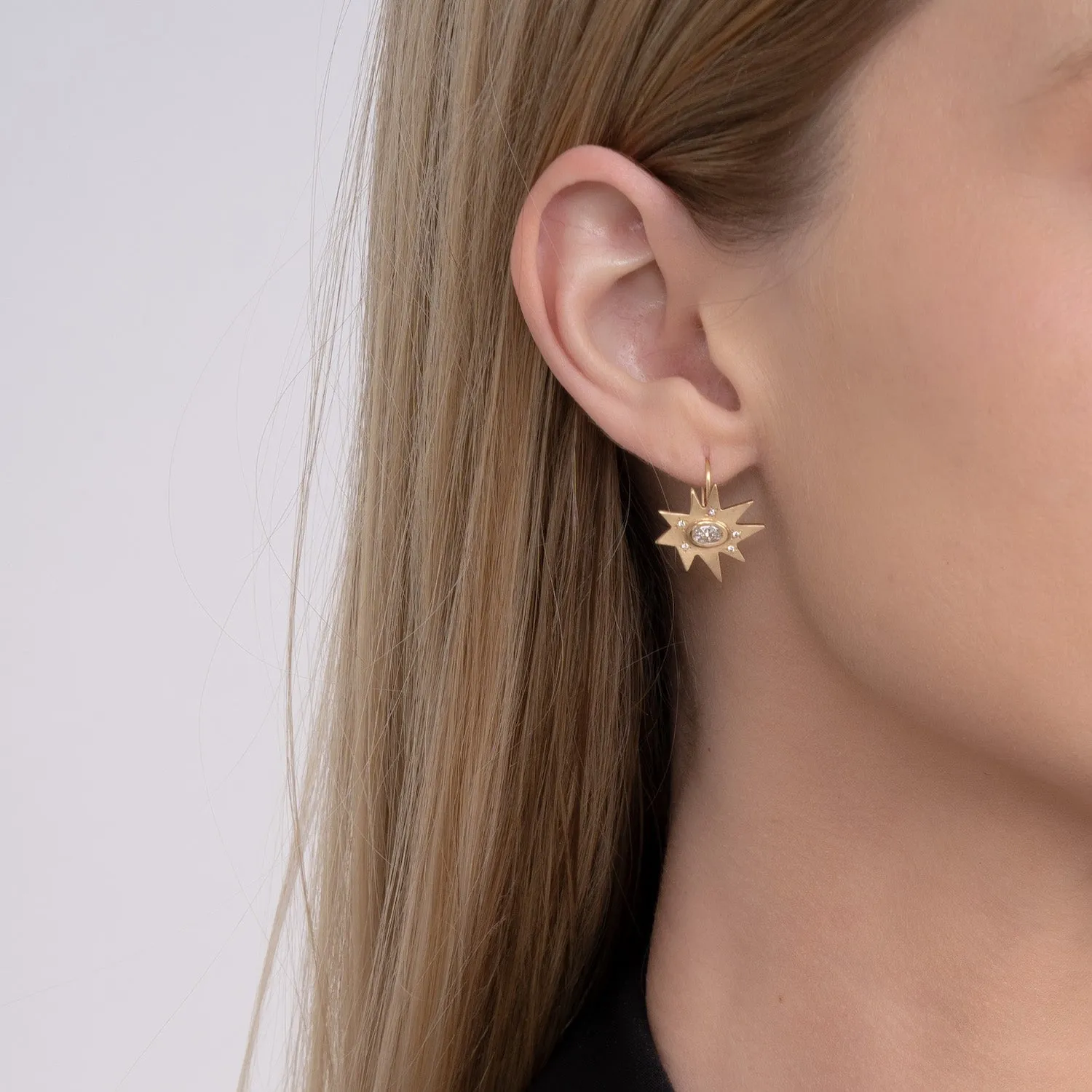 Gold Midi KAPOW! Earrings: Blue Sapphire