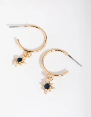 Gold Miniature Star Open Hoop Earrings