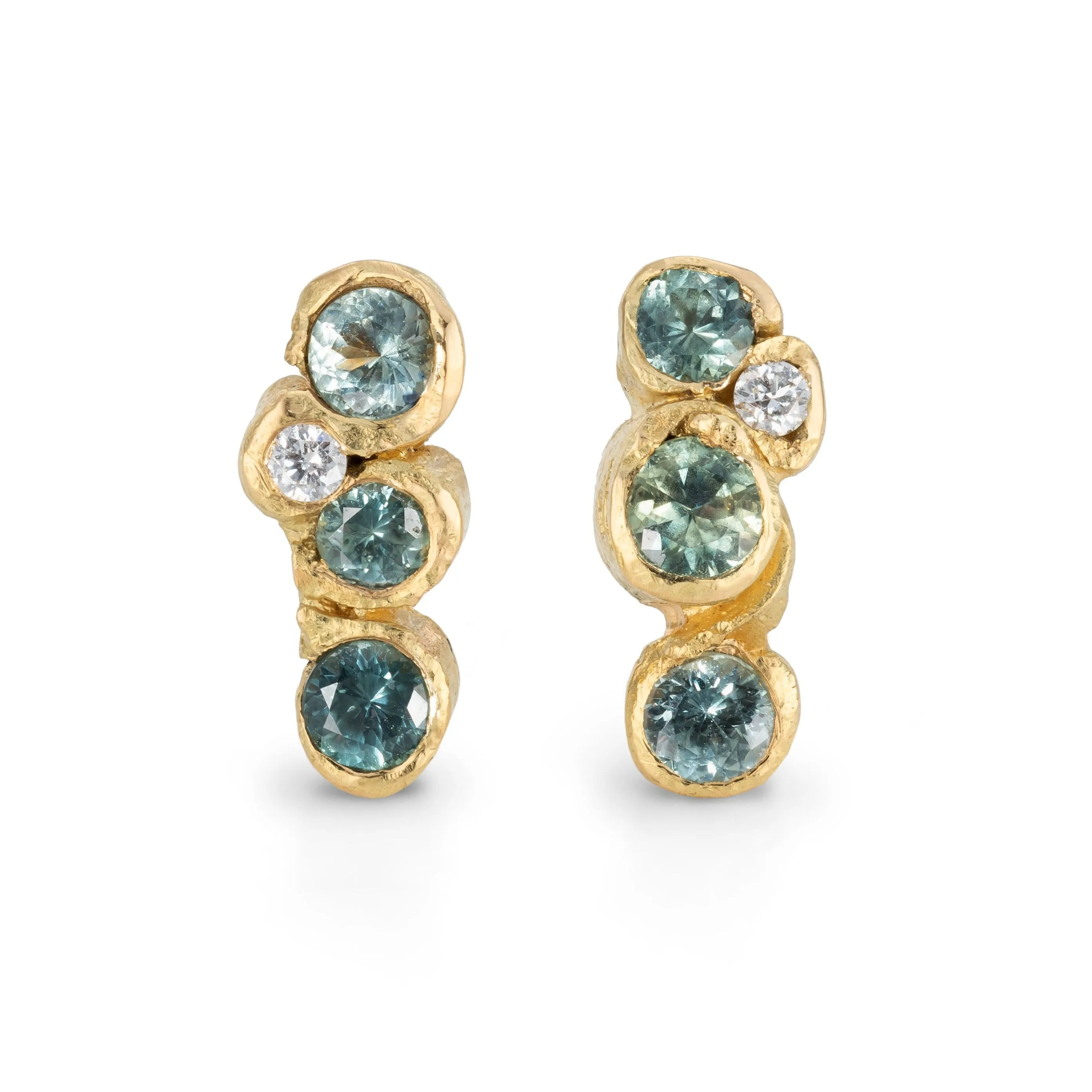 Green Ocean Sapphire Spiralis Studs