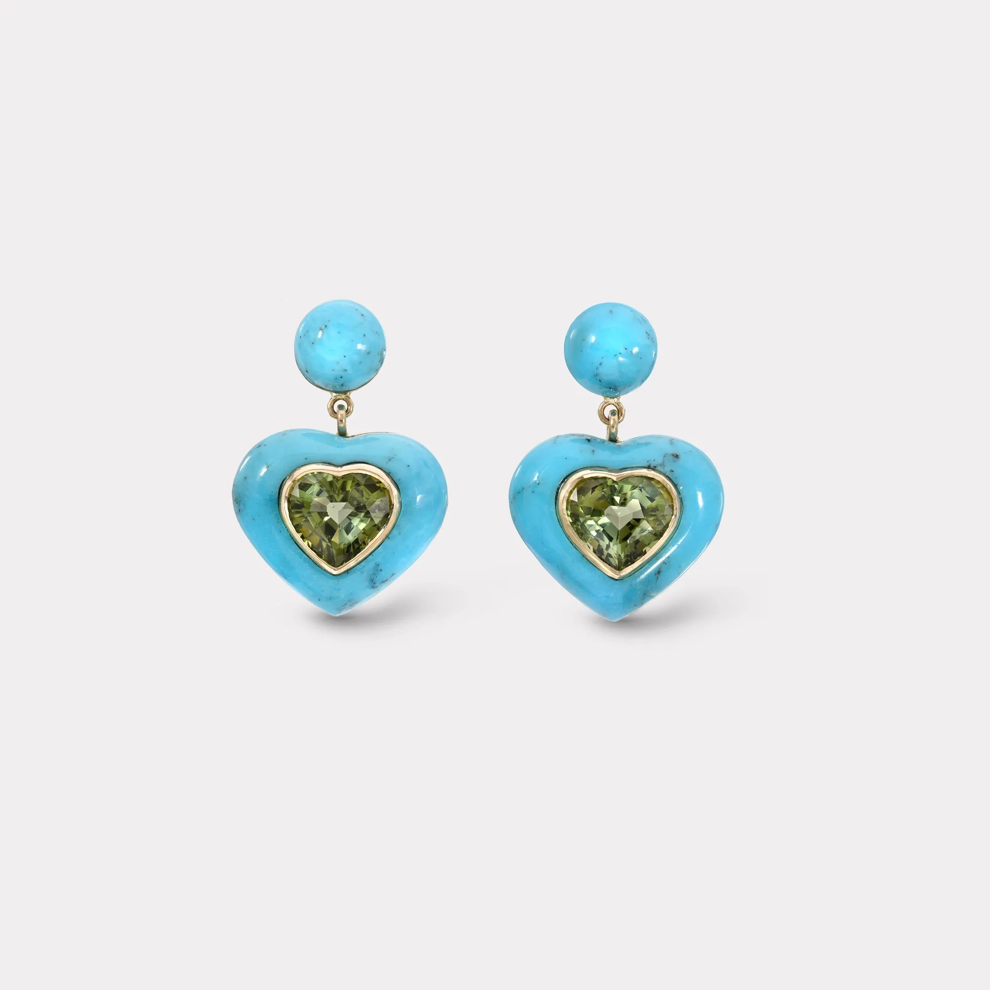 Green Tourmaline and Turquoise Earrings