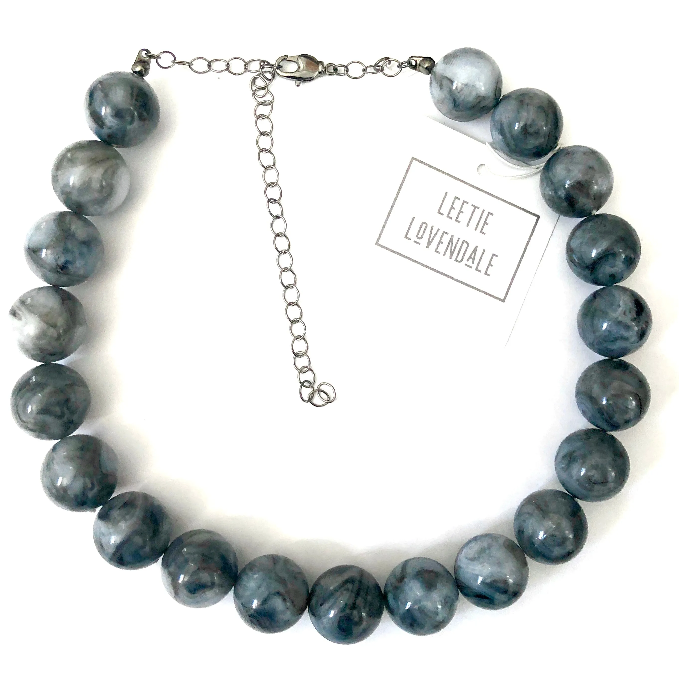 Grey Marbled 'Quartz' Chunky Lucite Marco Necklace