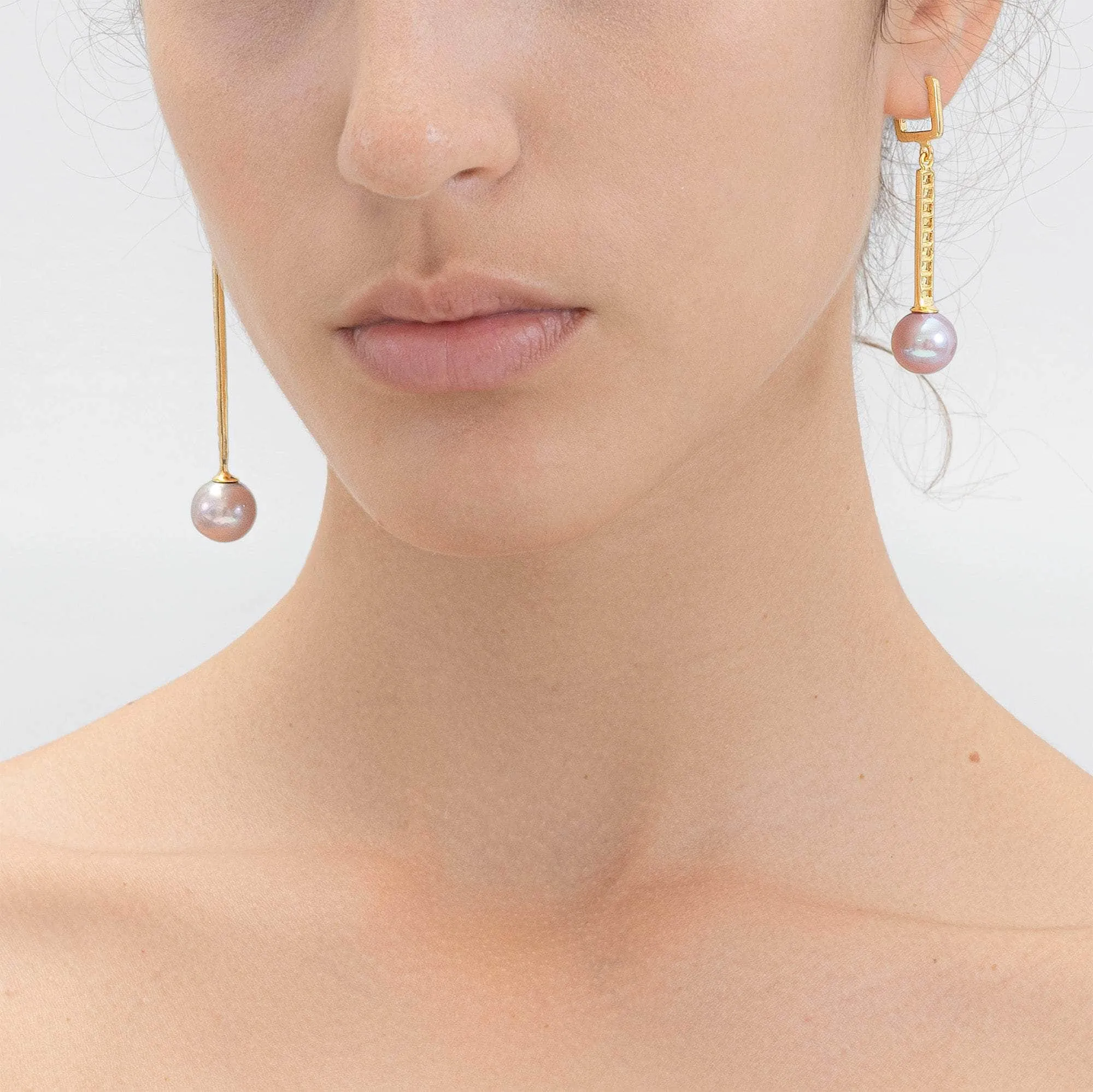 Gwen Purple Pearl and Orange and Yellow Sapphire Earrings (18K Gold)