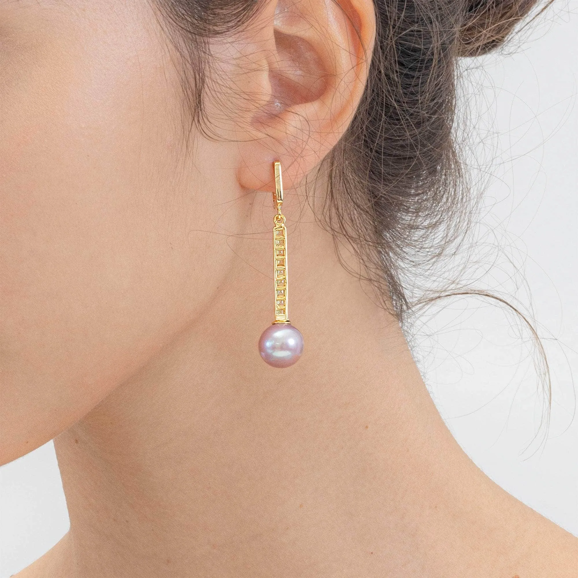 Gwen Purple Pearl and Orange and Yellow Sapphire Earrings (18K Gold)