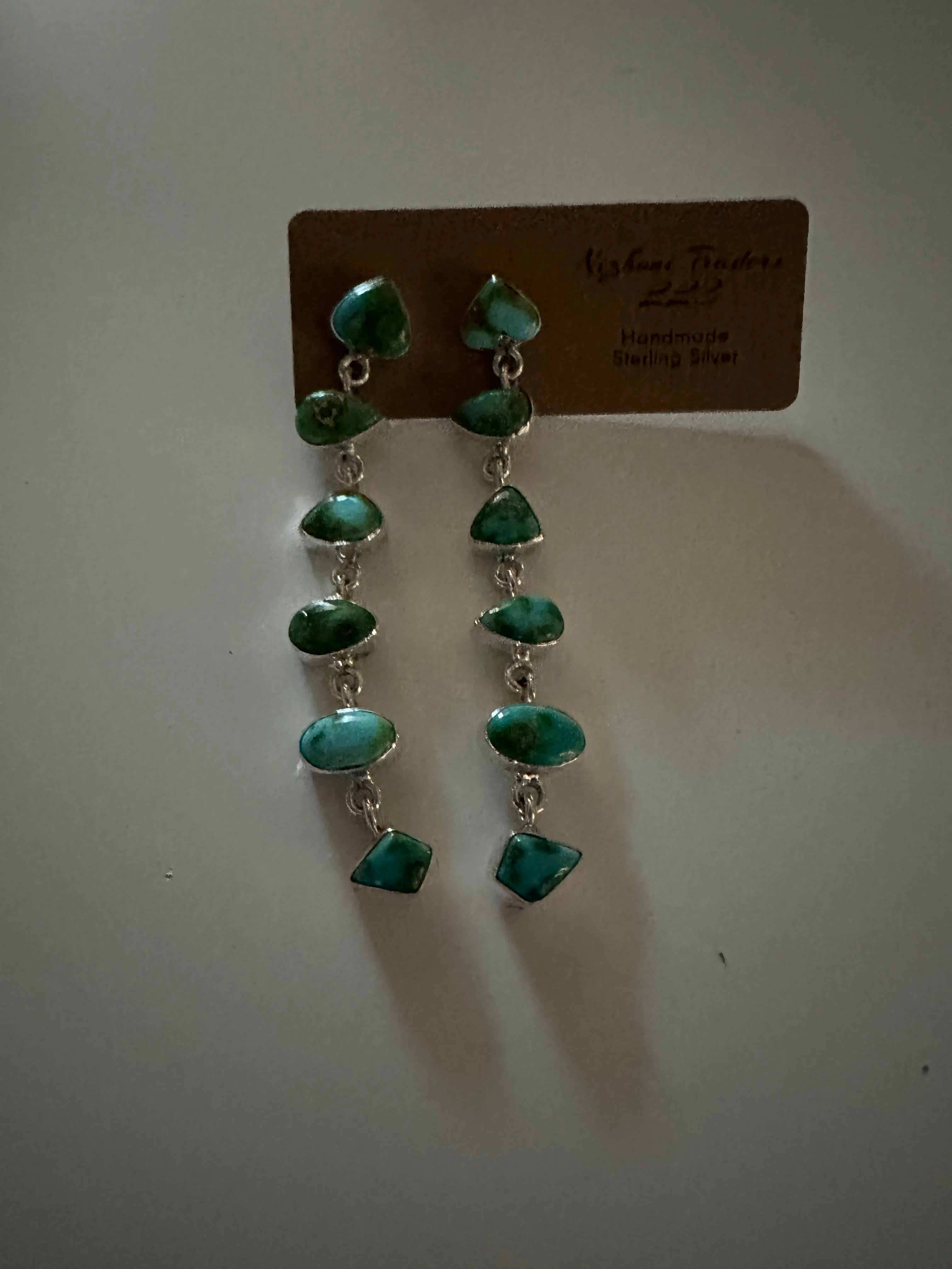 Handmade Sonoran Mountain Turquoise and Sterling Silver 6 Stone Dangles