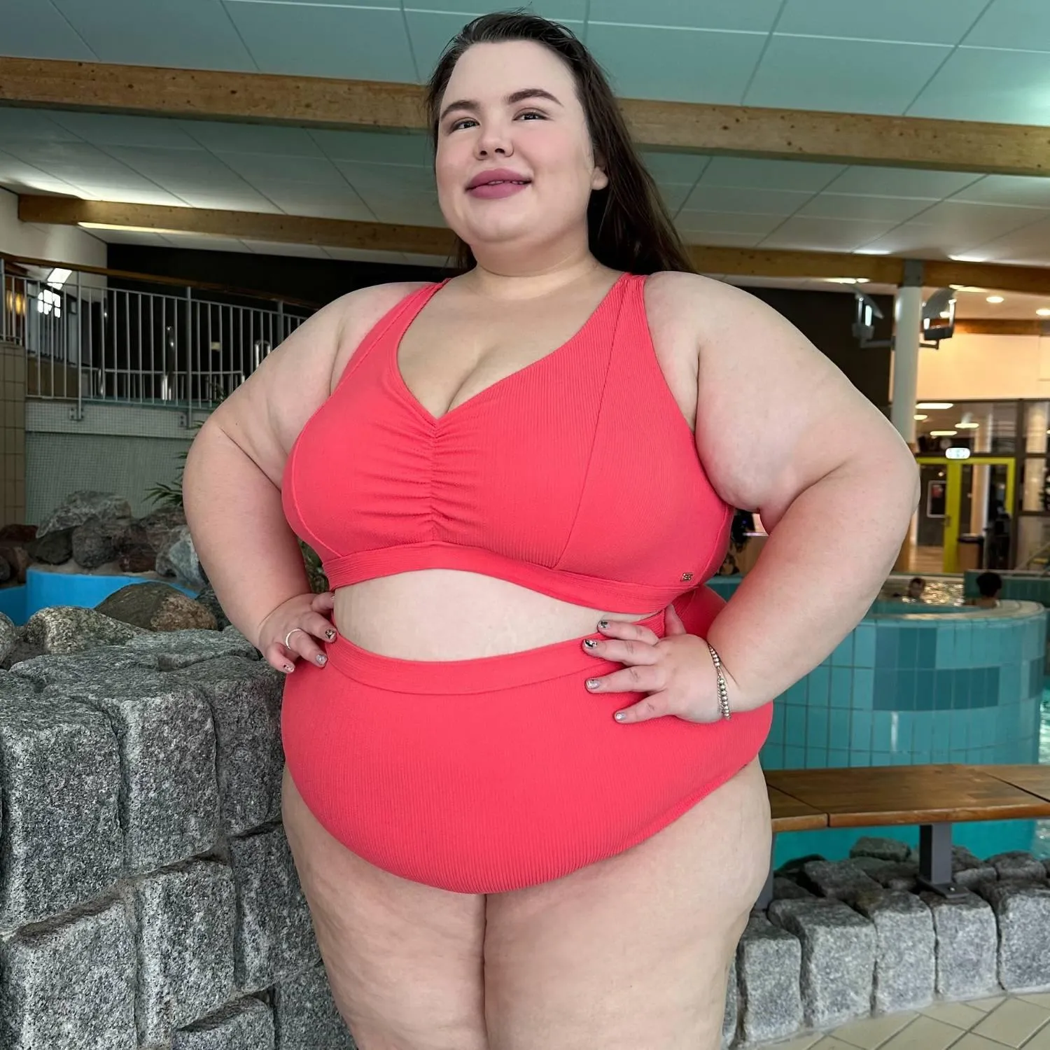 Hasta La Vista Rib Bikini Bottoms - Coral