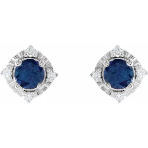 Lab Created Sapphire Earrings with Diamonds