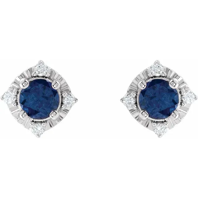 Lab Created Sapphire Earrings with Diamonds