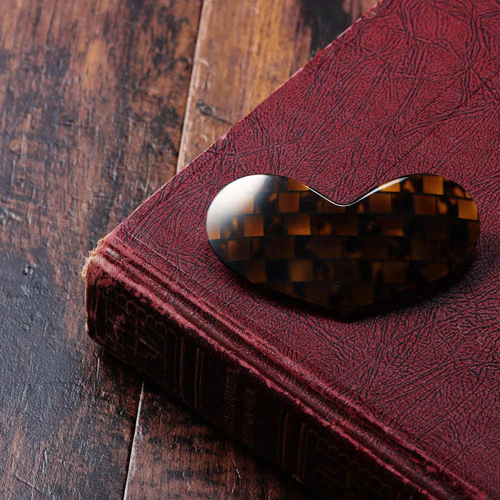 Large Plaid Pattern Heart Barrette