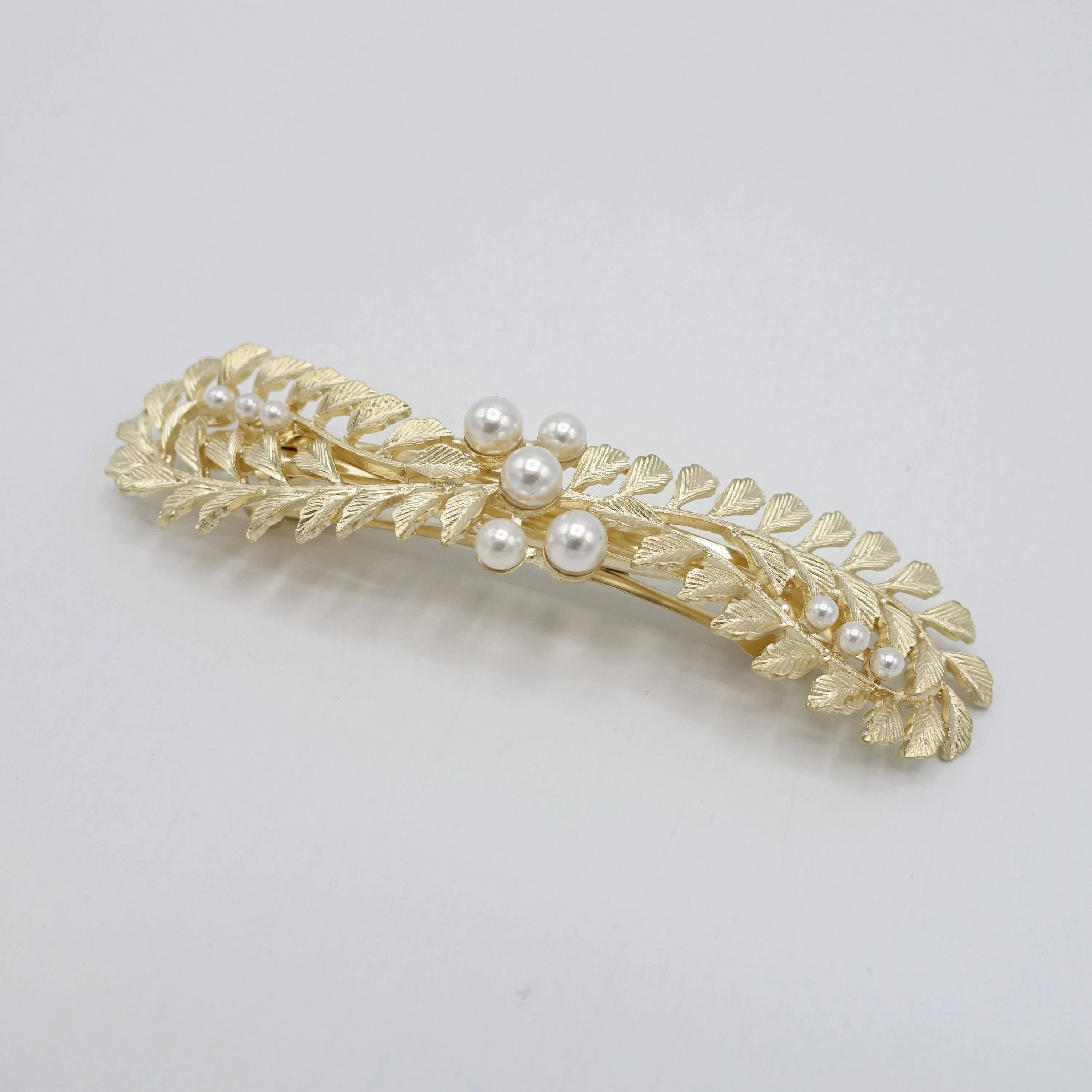 leaves hair barrette pearl decorated hair accessory for women