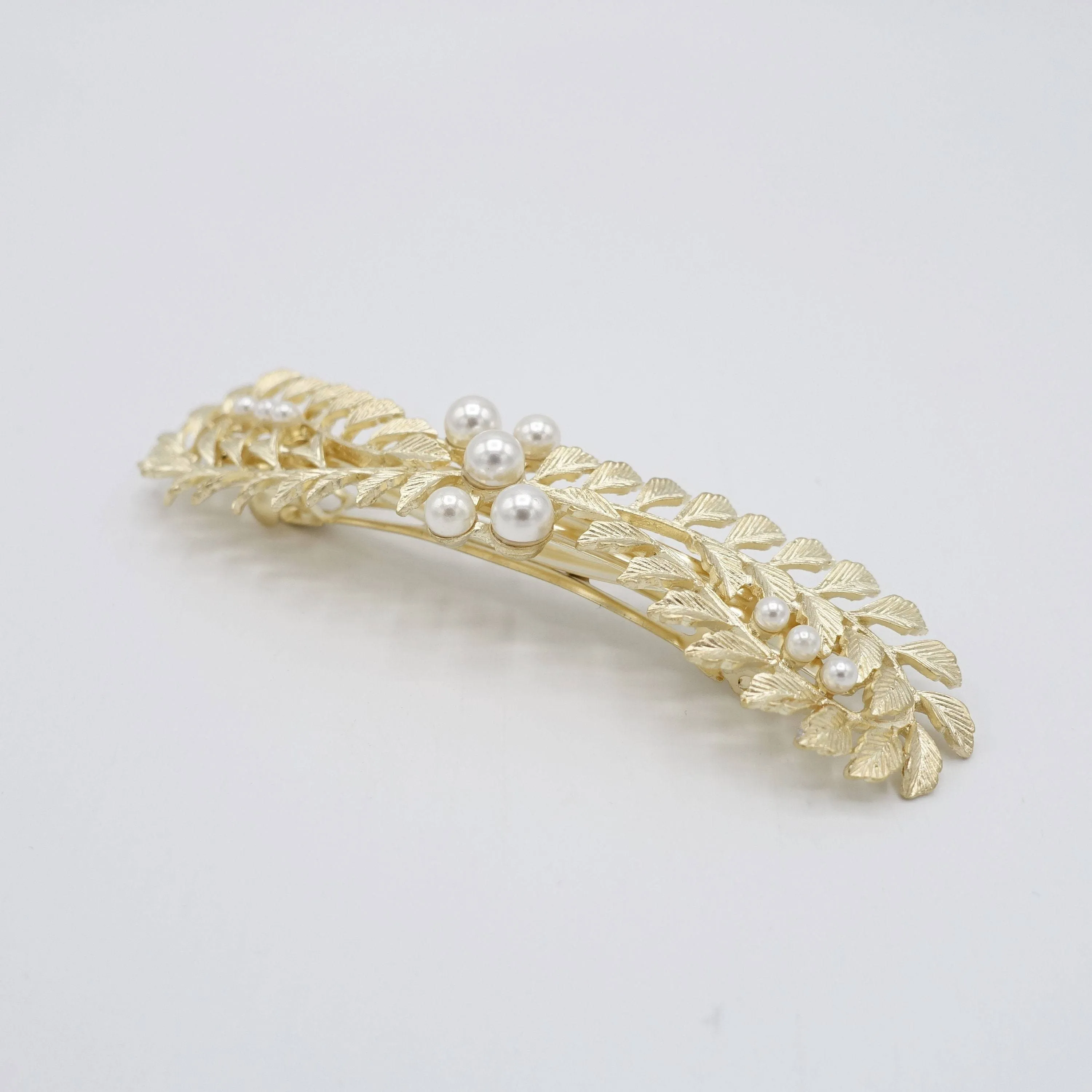 leaves hair barrette pearl decorated hair accessory for women