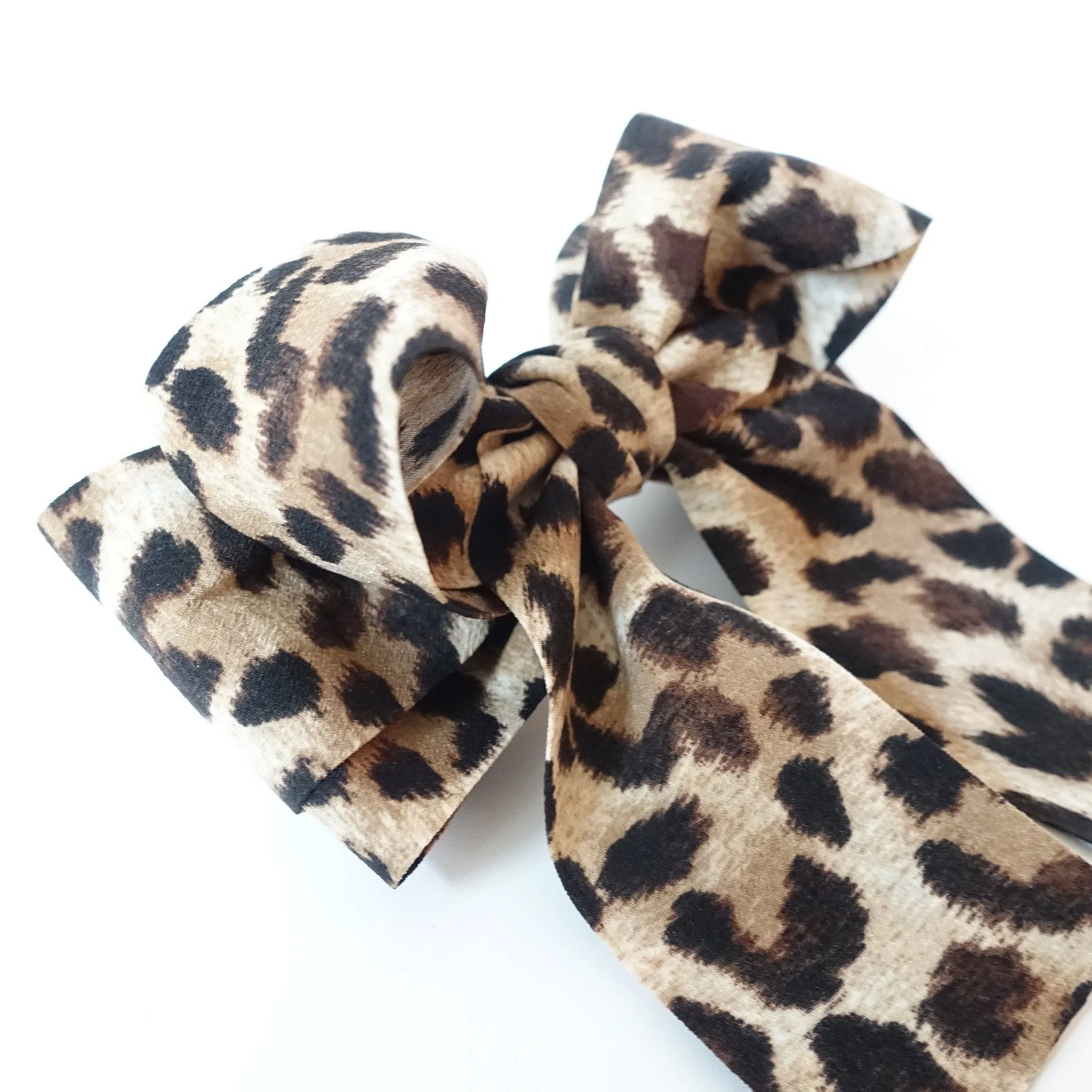 Leopard Print Long Tail Bow French Hair Barrette Women Hair Accessories