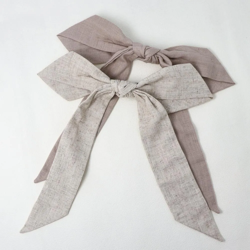 Linen Bow Hair Barrette