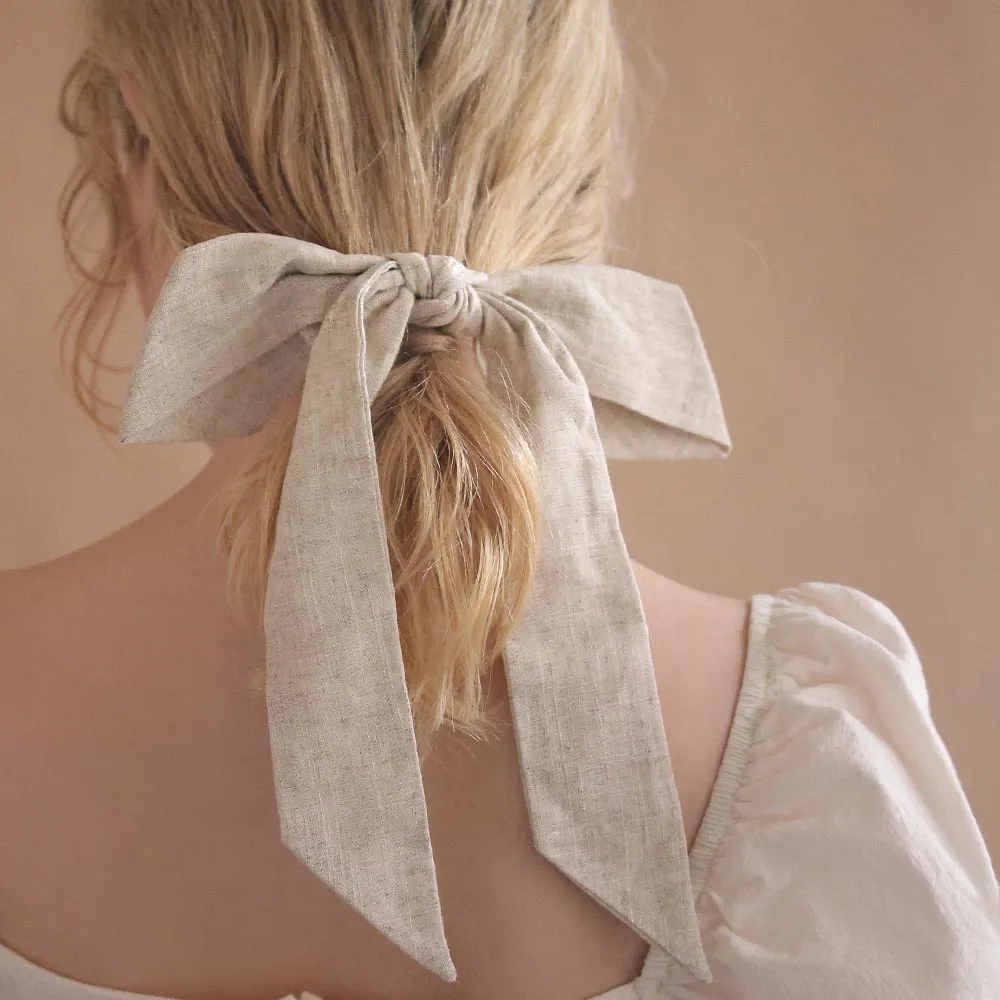 Linen Bow Hair Barrette