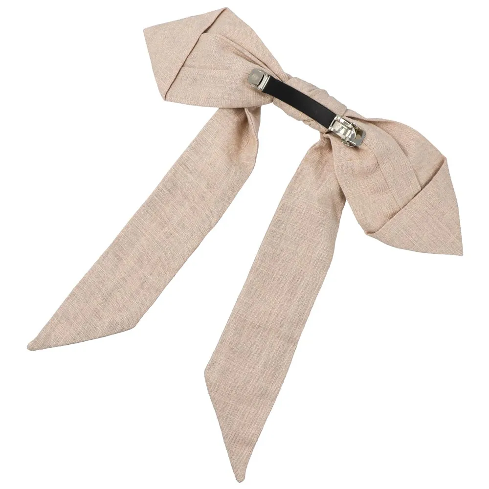 Linen Bow Hair Barrette