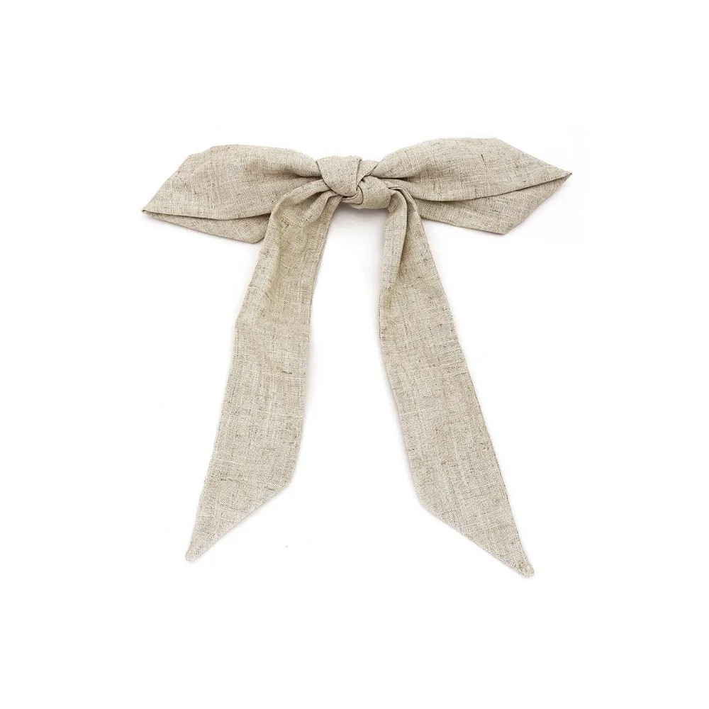 Linen Bow Hair Barrette